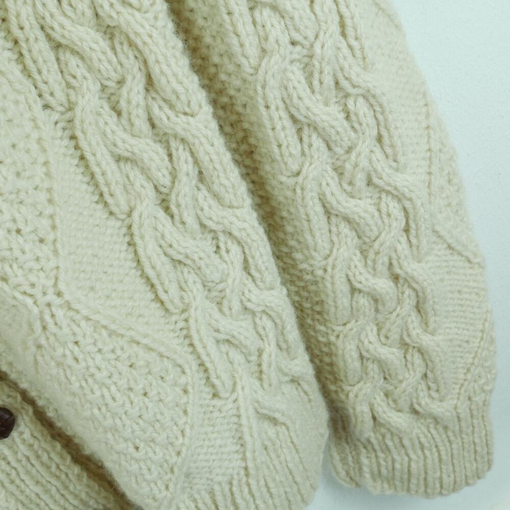 Vintage Women's M L Fisherman Cardigan Sweater Chunky Knit Wool Preppy Nautical - Picture 7 of 11